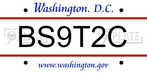 BS9T2C District Of Columbia License Plate