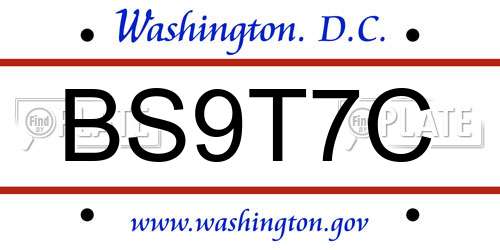 BS9T7C District Of Columbia License Plate