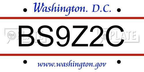 BS9Z2C District Of Columbia License Plate