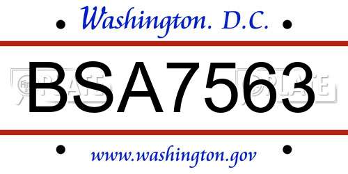 BSA7563 District Of Columbia License Plate