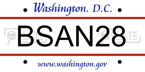 BSAN28 District Of Columbia License Plate