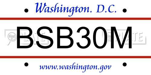 BSB30M District Of Columbia License Plate