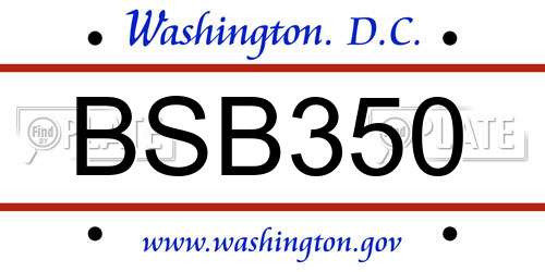 BSB350 District Of Columbia License Plate