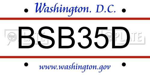 BSB35D District Of Columbia License Plate