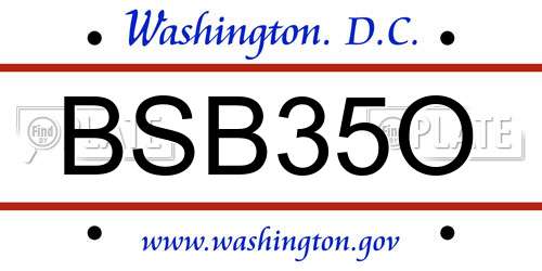 BSB35O District Of Columbia License Plate