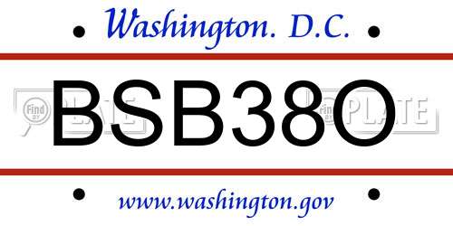 BSB38O District Of Columbia License Plate