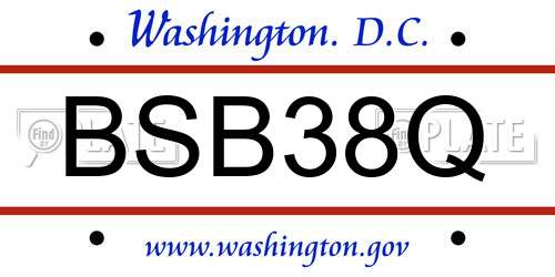 BSB38Q District Of Columbia License Plate