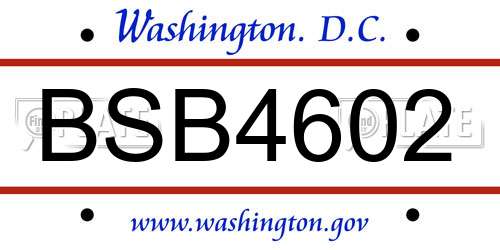 BSB4602 District Of Columbia License Plate