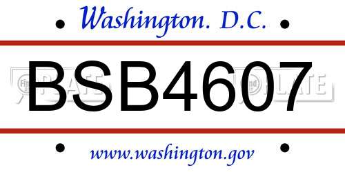 BSB4607 District Of Columbia License Plate