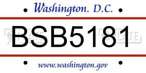 BSB5181 District Of Columbia License Plate