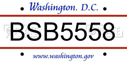 BSB5558 District Of Columbia License Plate