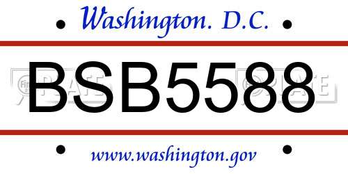 BSB5588 District Of Columbia License Plate