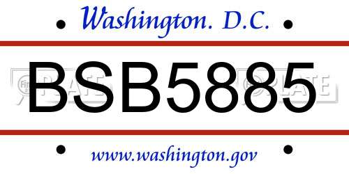 BSB5885 District Of Columbia License Plate