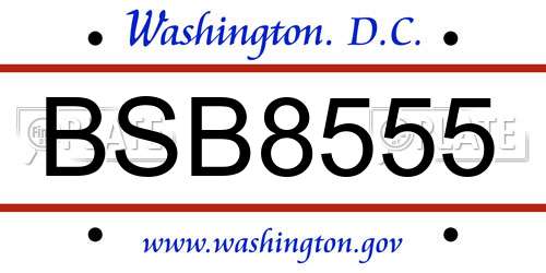 BSB8555 District Of Columbia License Plate