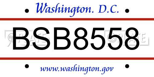 BSB8558 District Of Columbia License Plate
