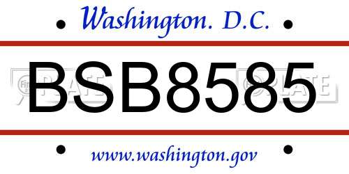 BSB8585 District Of Columbia License Plate