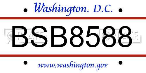 BSB8588 District Of Columbia License Plate