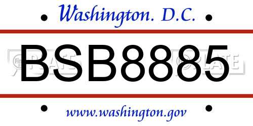 BSB8885 District Of Columbia License Plate