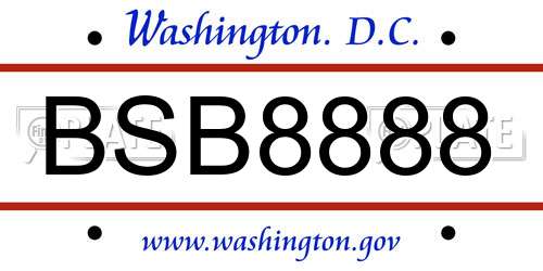 BSB8888 District Of Columbia License Plate