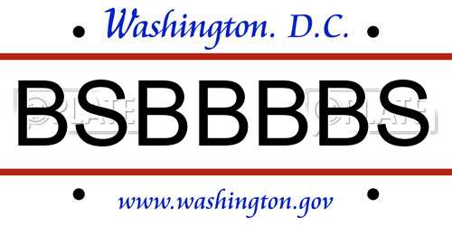 BSBBBBS District Of Columbia License Plate