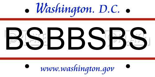 BSBBSBS District Of Columbia License Plate