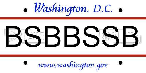 BSBBSSB District Of Columbia License Plate