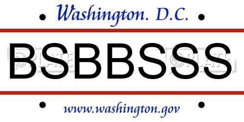 BSBBSSS District Of Columbia License Plate