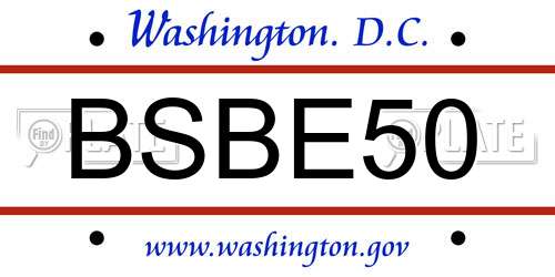 BSBE50 District Of Columbia License Plate
