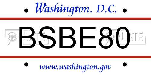 BSBE80 District Of Columbia License Plate