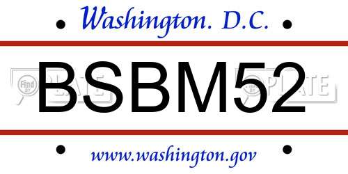BSBM52 District Of Columbia License Plate