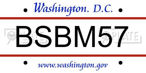 BSBM57 District Of Columbia License Plate