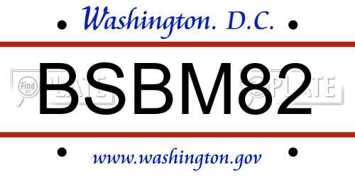 BSBM82 District Of Columbia License Plate