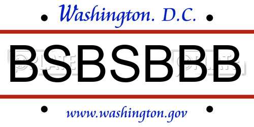 BSBSBBB District Of Columbia License Plate