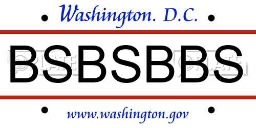 BSBSBBS District Of Columbia License Plate