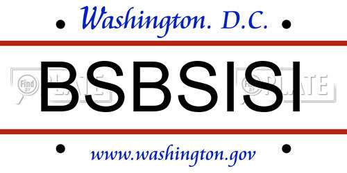 BSBSISI District Of Columbia License Plate