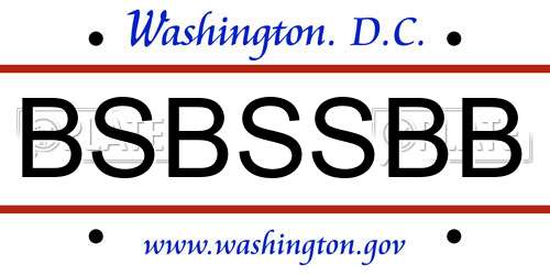 BSBSSBB District Of Columbia License Plate