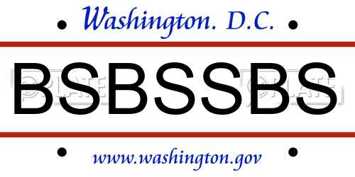 BSBSSBS District Of Columbia License Plate