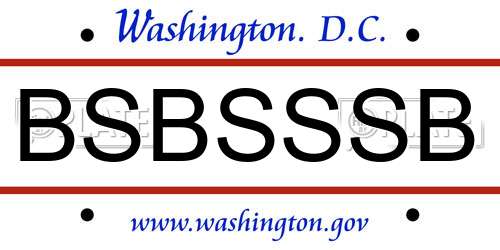 BSBSSSB District Of Columbia License Plate