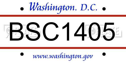 BSC1405 District Of Columbia License Plate