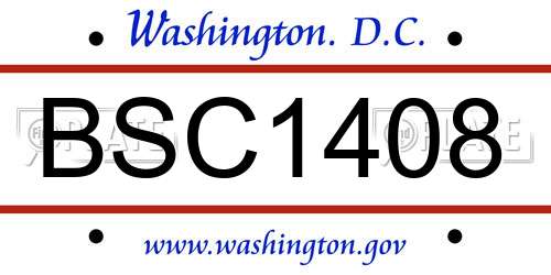 BSC1408 District Of Columbia License Plate