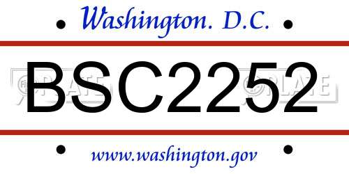 BSC2252 District Of Columbia License Plate