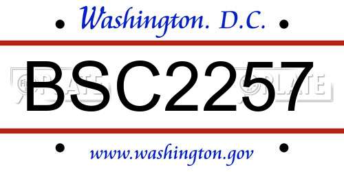 BSC2257 District Of Columbia License Plate
