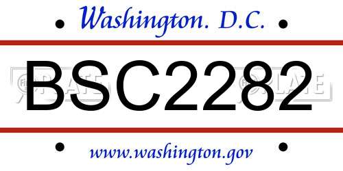 BSC2282 District Of Columbia License Plate