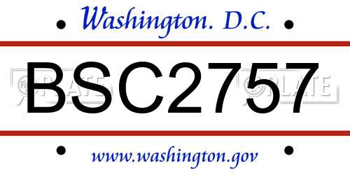 BSC2757 District Of Columbia License Plate