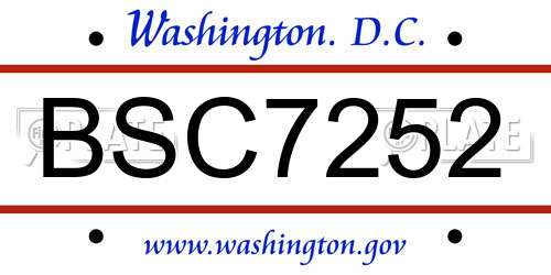 BSC7252 District Of Columbia License Plate