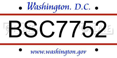 BSC7752 District Of Columbia License Plate