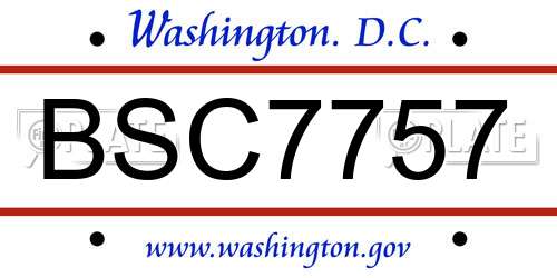 BSC7757 District Of Columbia License Plate