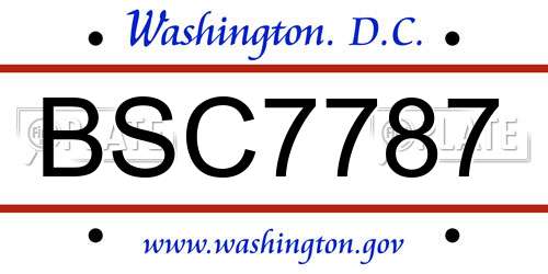 BSC7787 District Of Columbia License Plate