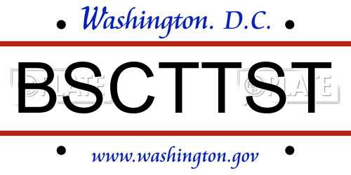 BSCTTST District Of Columbia License Plate