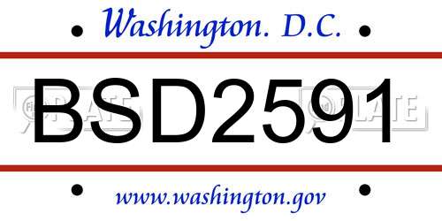 BSD2591 District Of Columbia License Plate